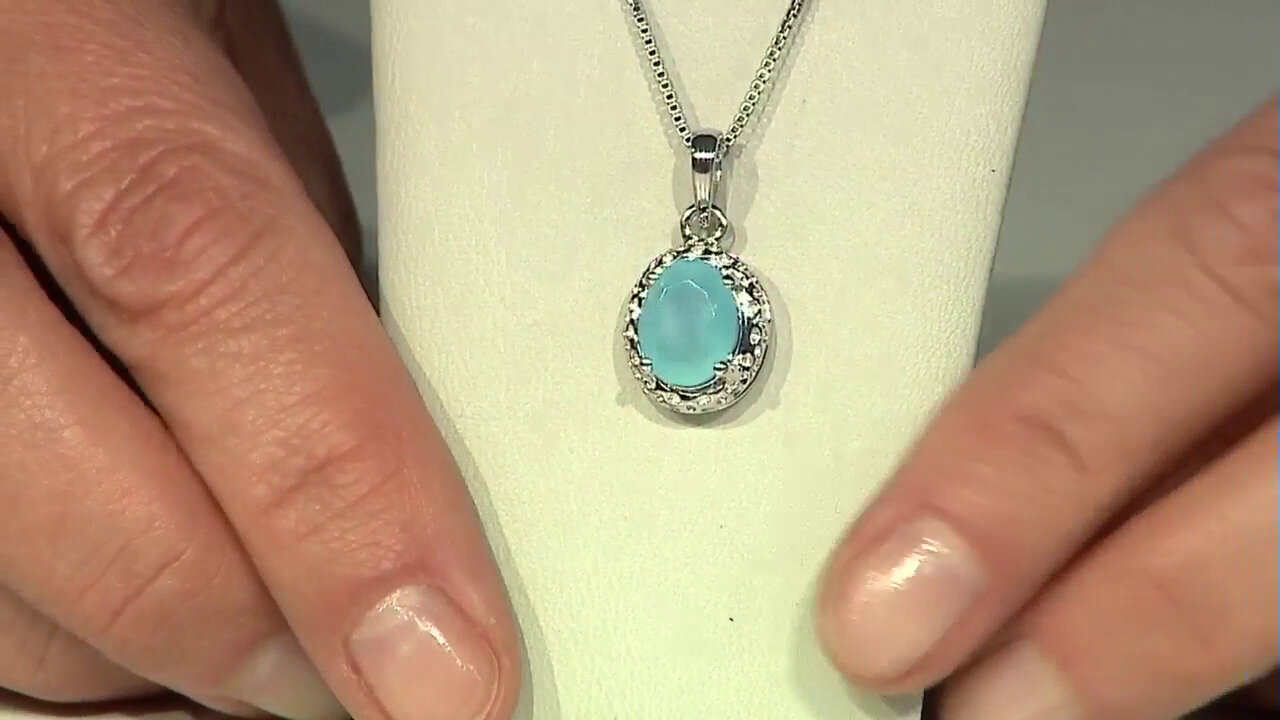 Video Blue Chalcedony Silver Pendant