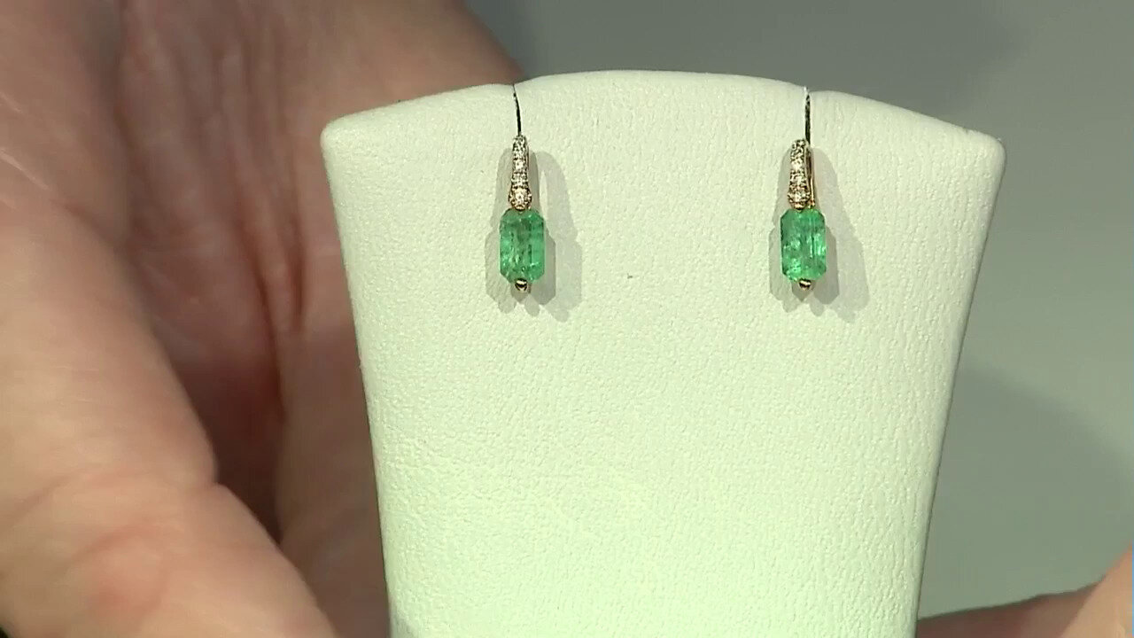 Video 10K AAA Zambian Emerald Gold Earrings