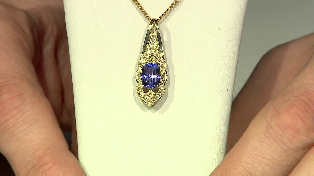 Video 9K AAA Tanzanite Gold Pendant (de Melo)