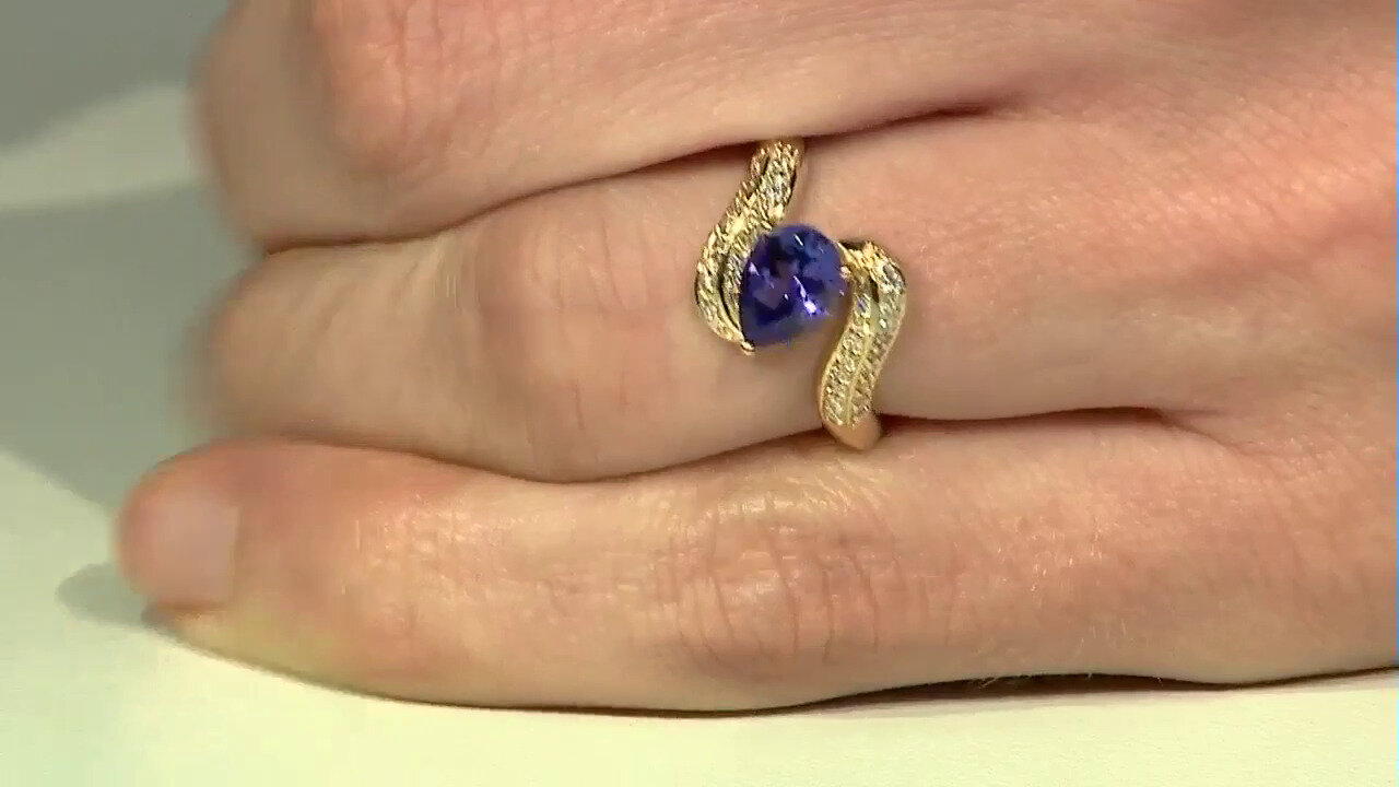 Video 9K AAA Tanzanite Gold Ring (de Melo)