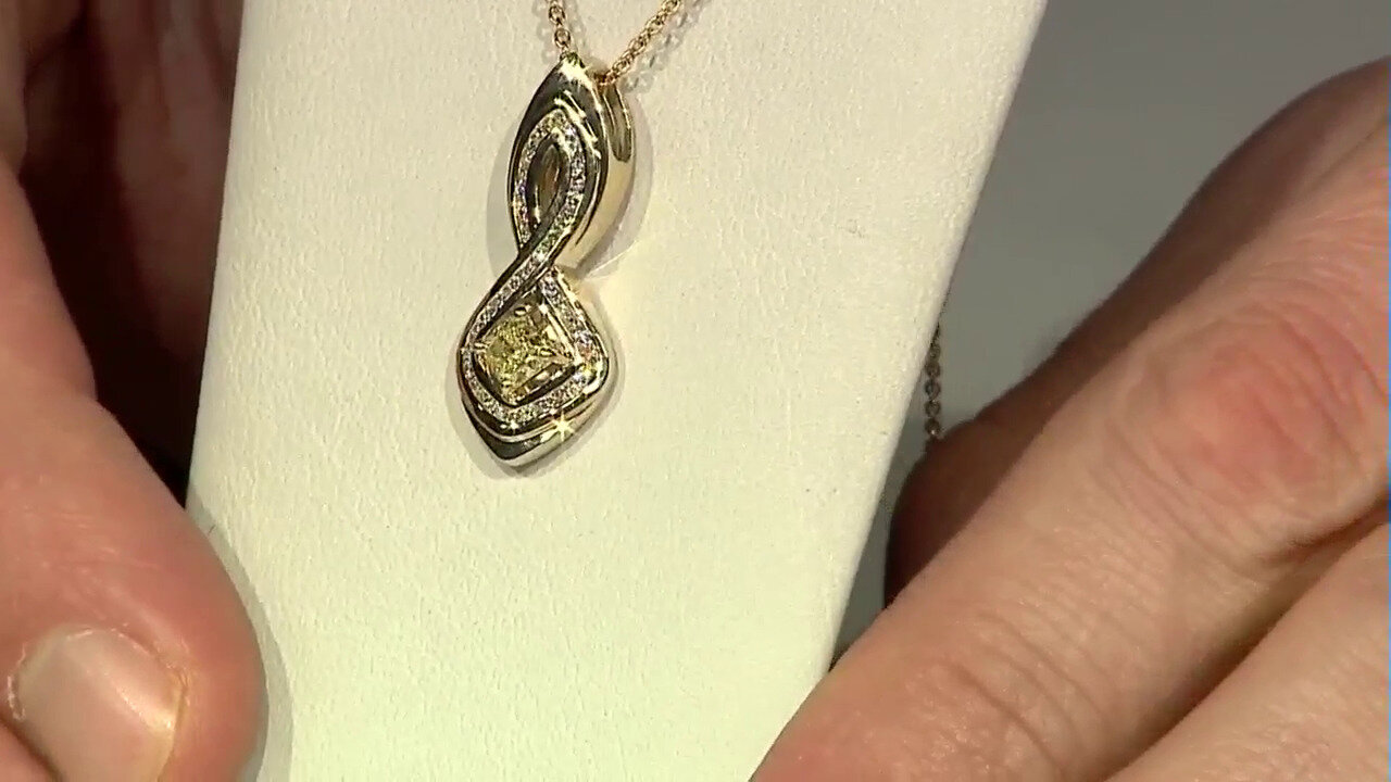 Video 14K SI1 Yellow Diamond Gold Necklace (de Melo)