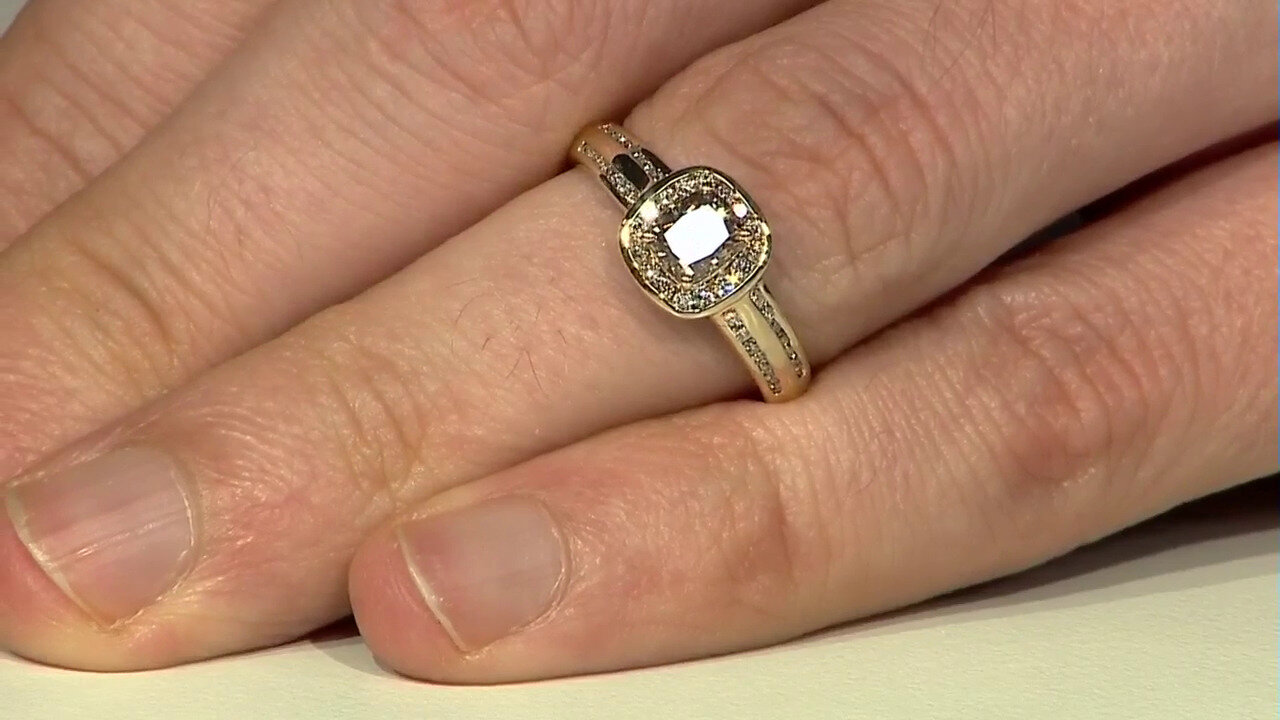 Video 14K SI2 Champagne Diamond Gold Ring (de Melo)