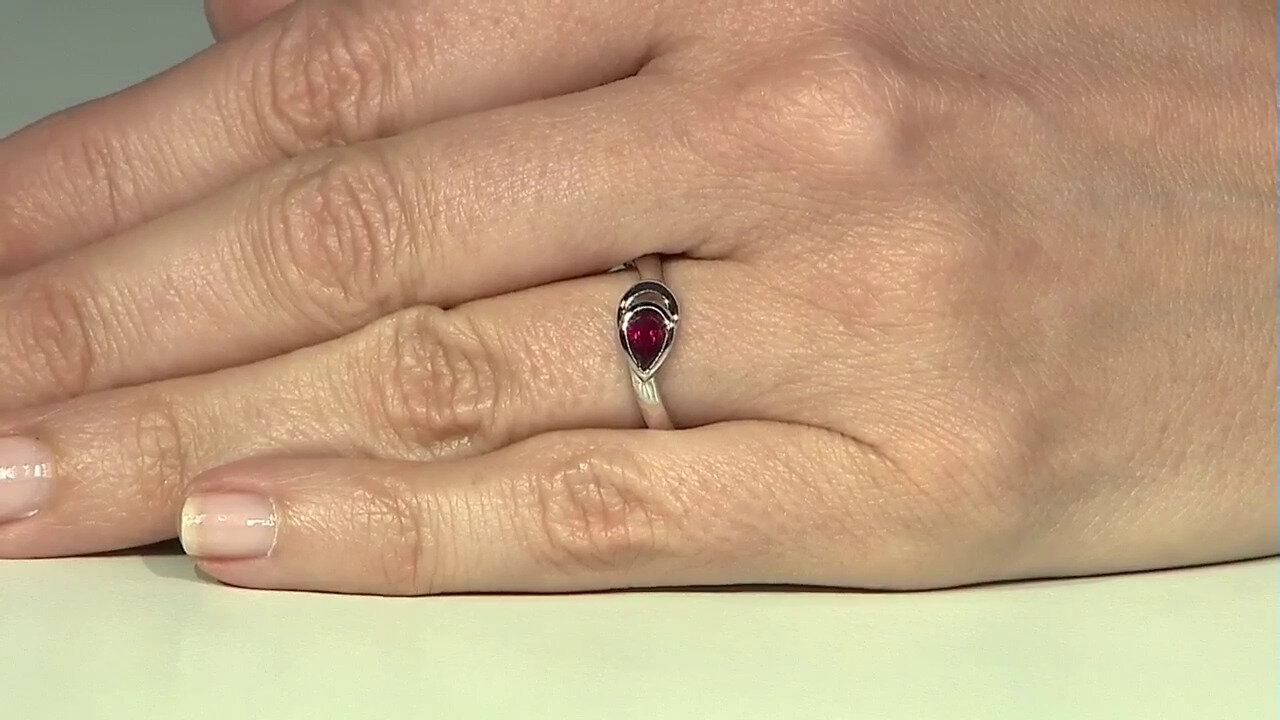 Video Rubellite Silver Ring