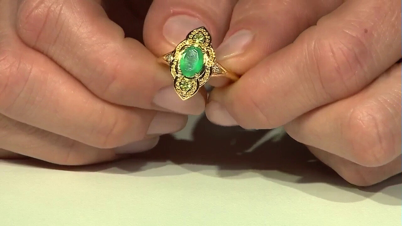 Video Zilveren ring met een Groene onyx