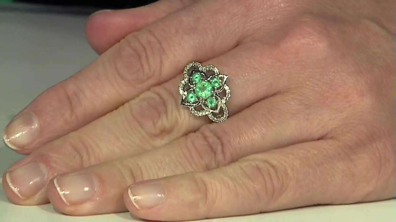 Video Russian Emerald Silver Ring