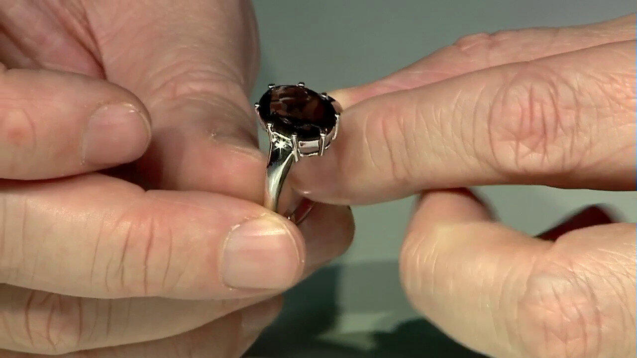 Video Zilveren ring met een rookkwarts