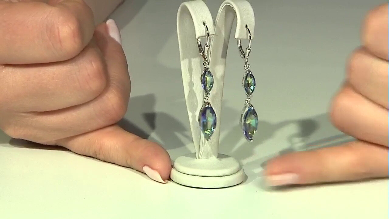 Video Mystic Blue Quartz Silver Earrings