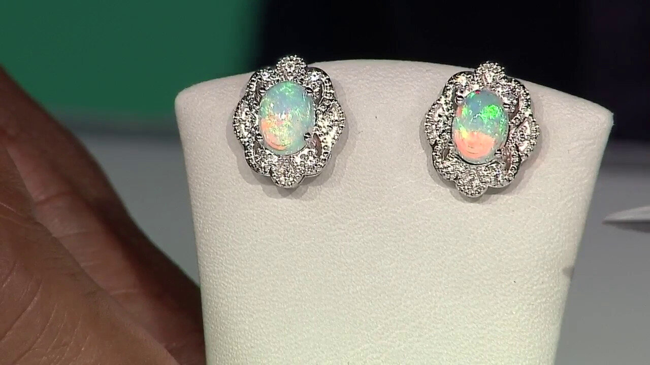 Video Welo Opal Silver Earrings