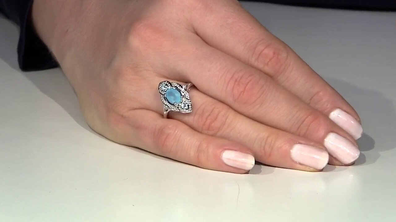 Video Blue Chalcedony Silver Ring