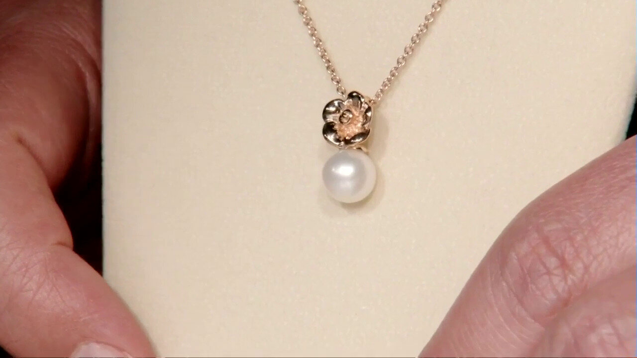 Video 9K White Freshwater Pearl Gold Pendant (TPC)