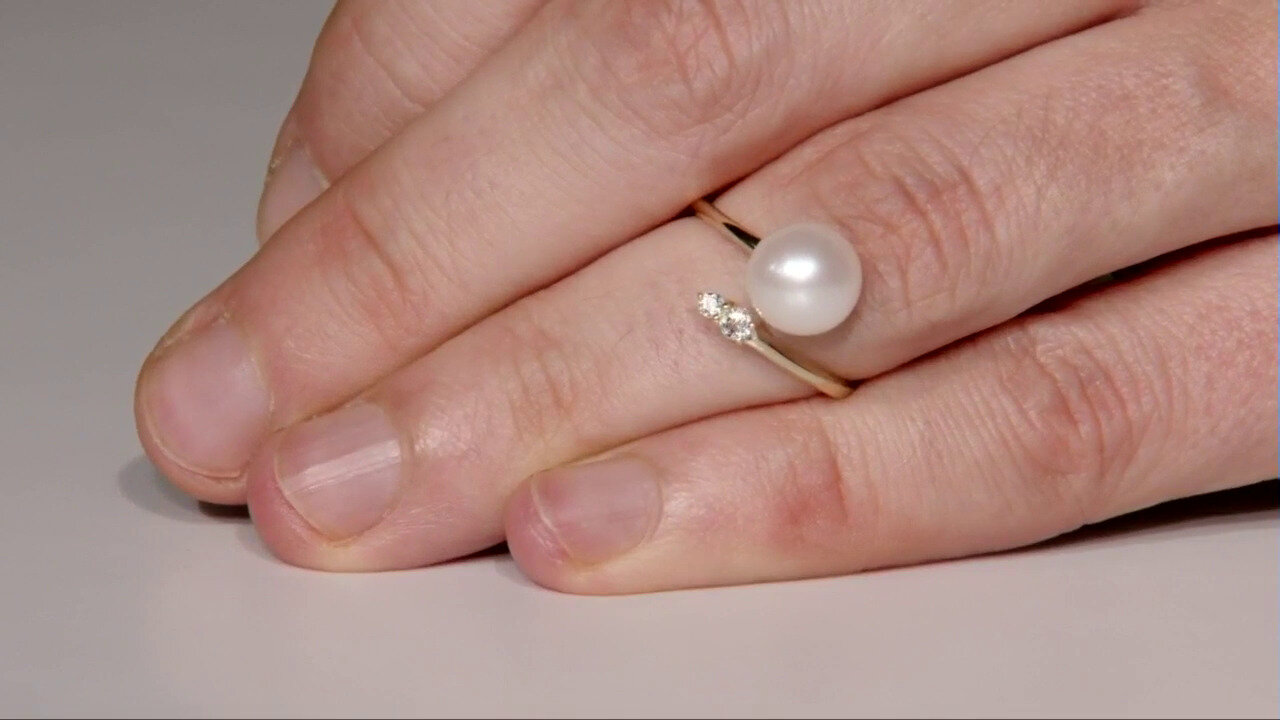 Video Anillo en oro con Perla blanca Freshwater (TPC)