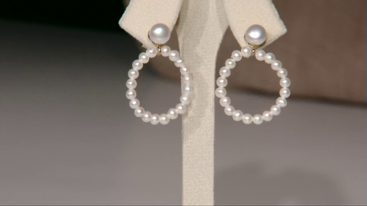 Video Boucles d'oreilles en argent et Perle blanche de culture d'eau douce (TPC)