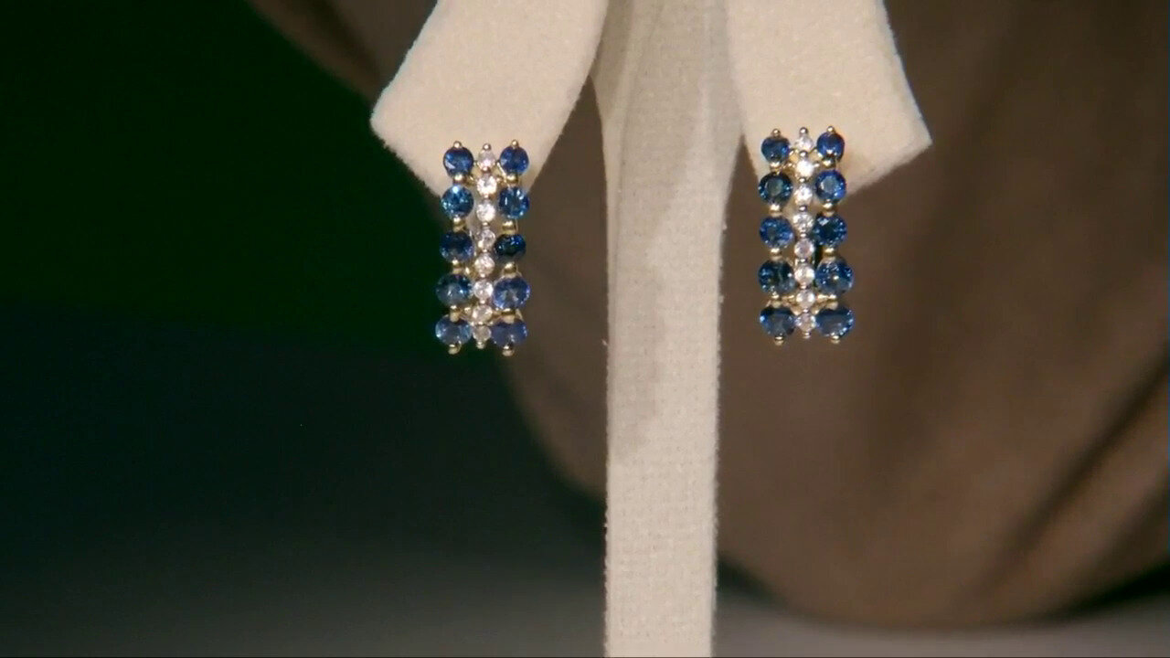 Video 9K Kanchanaburi Sapphire Gold Earrings