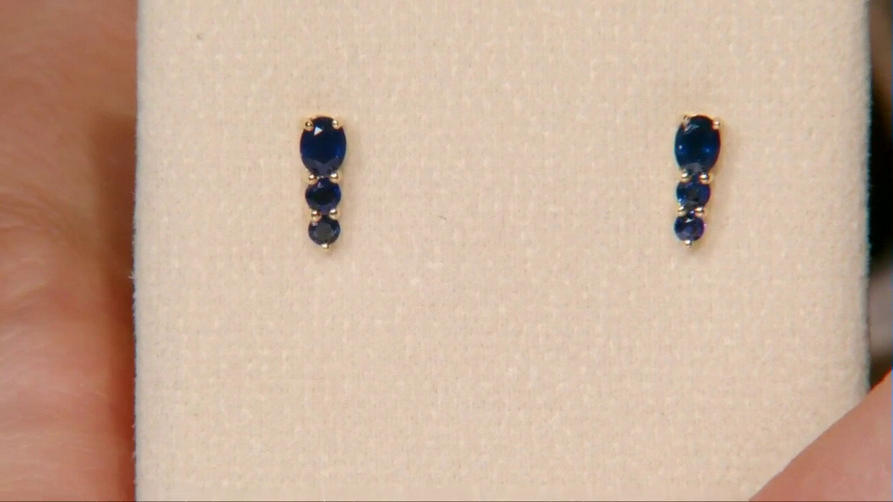 Video 9K Kanchanaburi Sapphire Gold Earrings