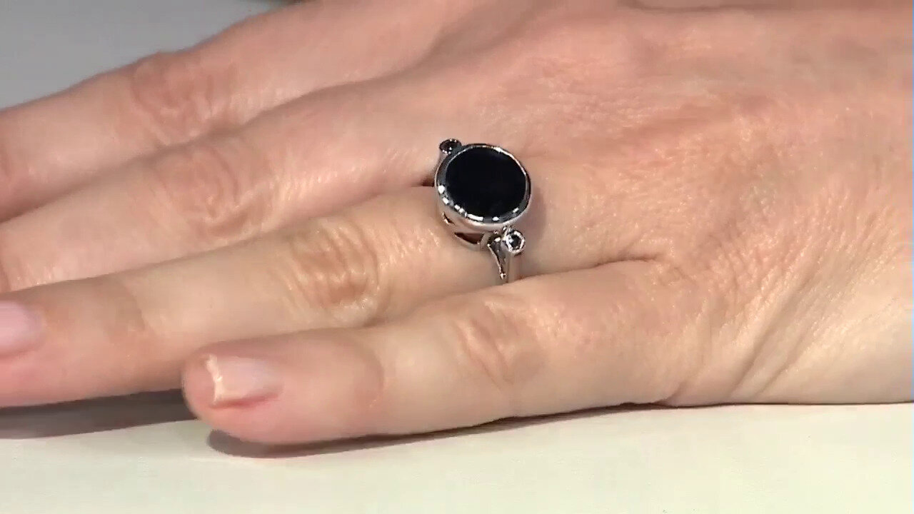 Video Black Spinel Silver Ring