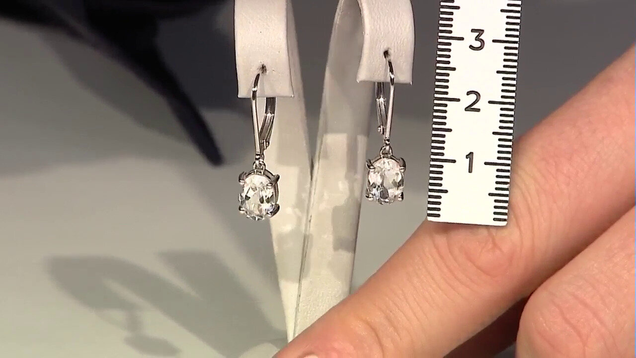 Video White Topaz Silver Earrings