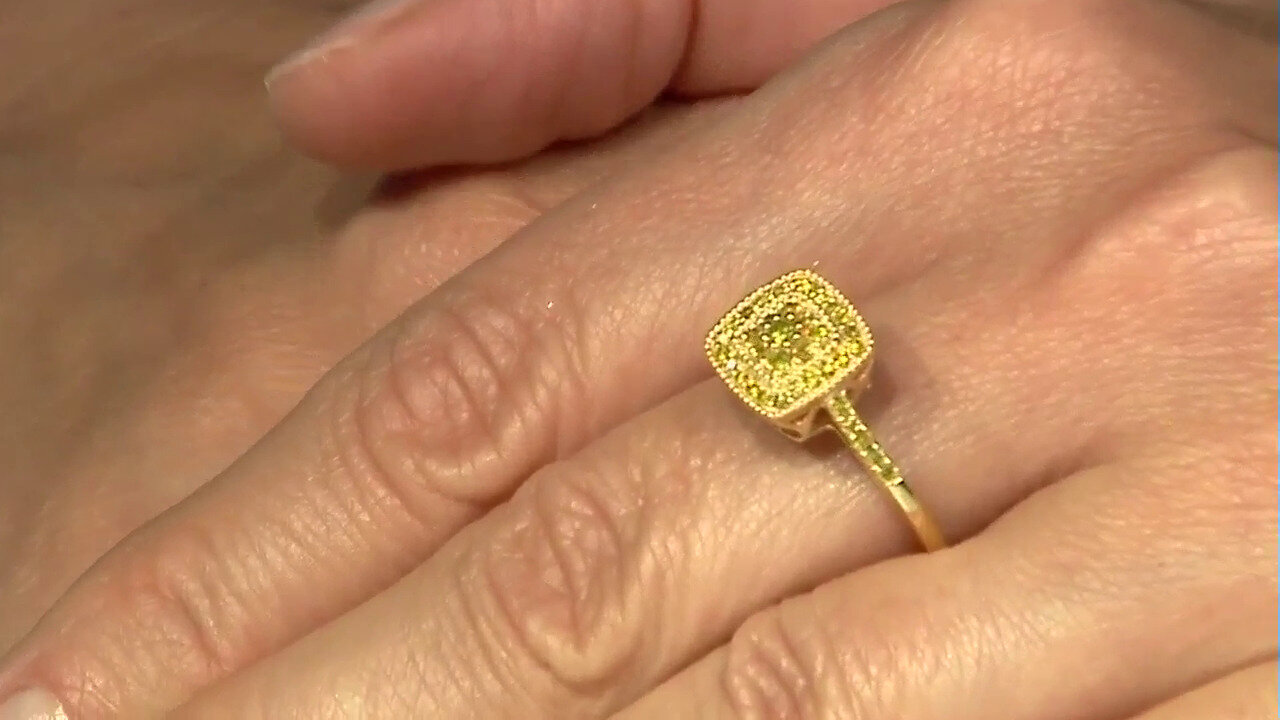 Video I3 Yellow Diamond Silver Ring