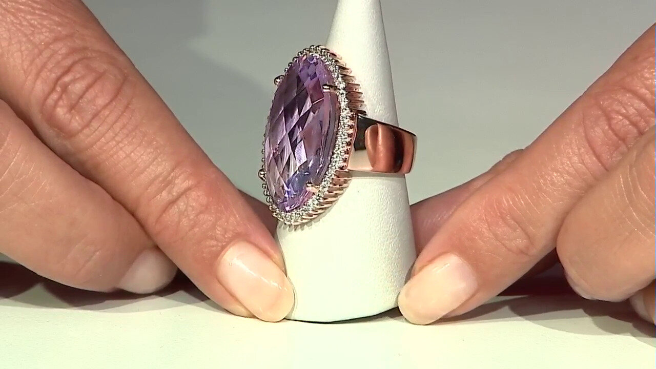 Video Bague en argent et Améthyste Rose de France