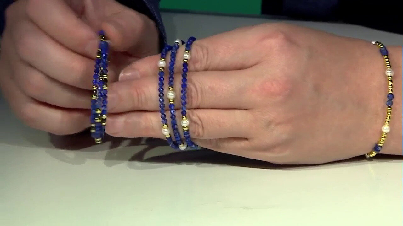 Video Stalen armband met lapis lazulistenen (Riya)