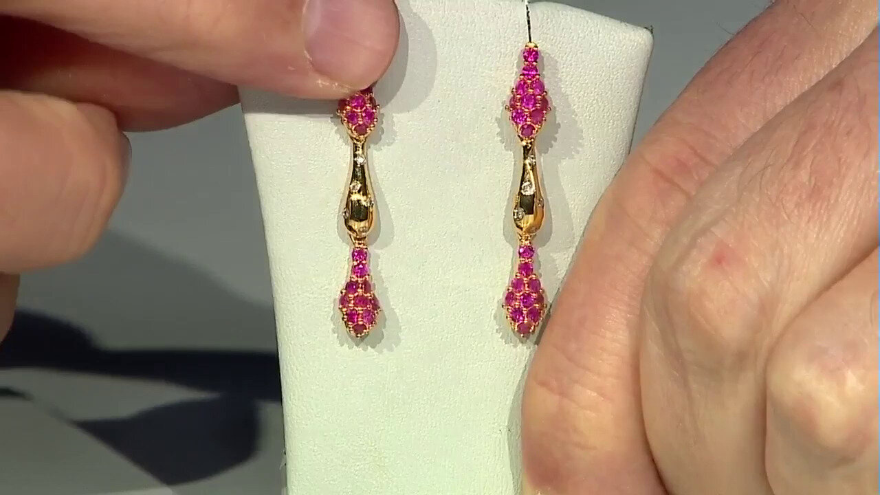 Video Burmese Ruby Silver Earrings (Gems en Vogue)