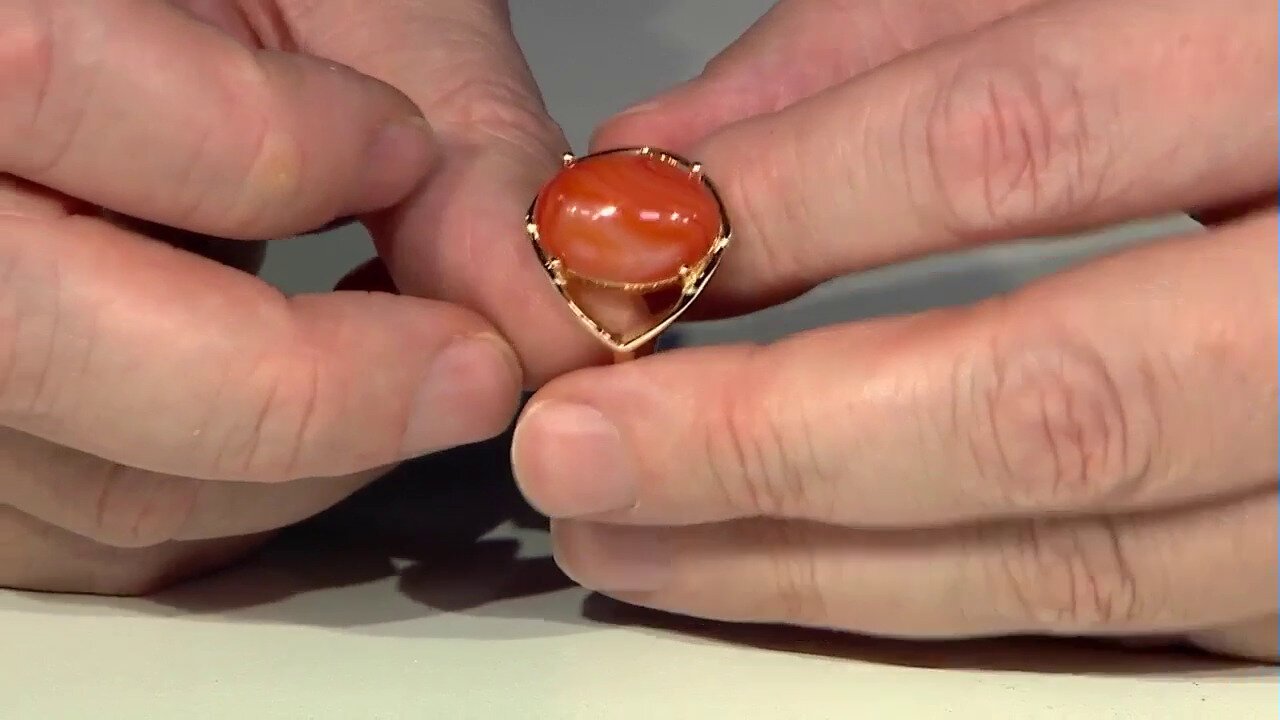 Video Bague en argent et Agate à bandes orange