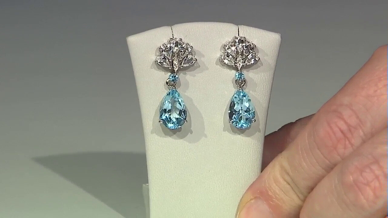 Video Sky Blue Topaz Silver Earrings