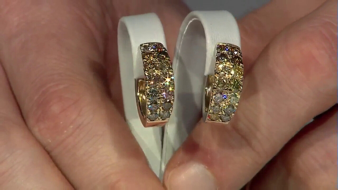 Video 14K SI2 Fancy Diamond Gold Earrings (CIRARI)