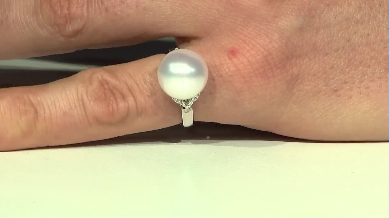 Video Gouden ring met een Witte zoetwater kweekparel (CIRARI)