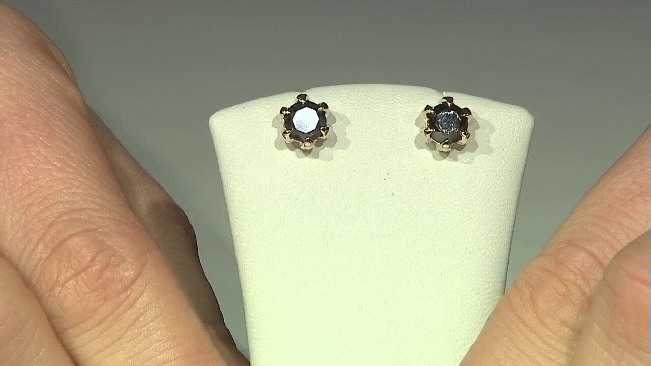 Video 9K Black Diamond Gold Earrings