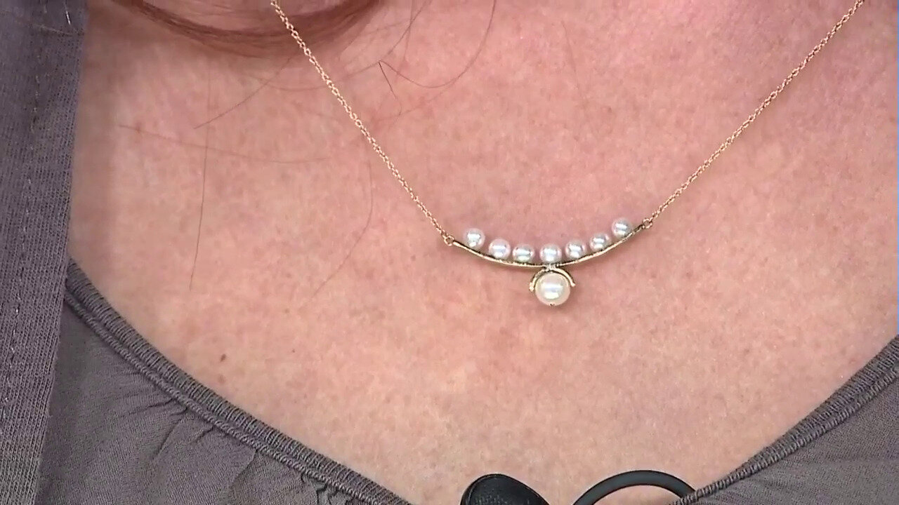 Video 9K White Freshwater Pearl Gold Necklace