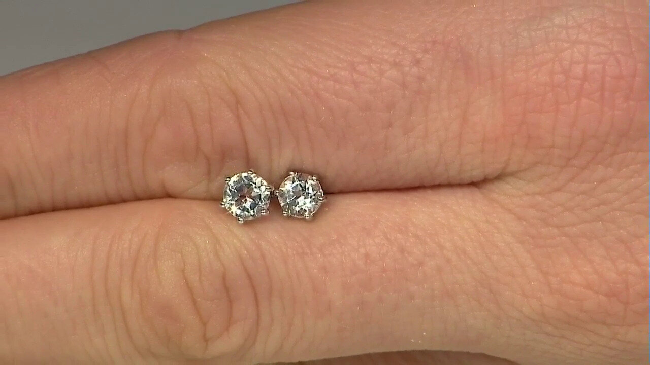 Video White Topaz Silver Earrings