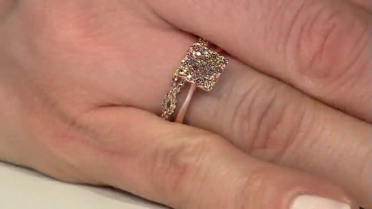 Video 9K SI1 Argyle Rose De France Diamond Gold Ring (Annette)