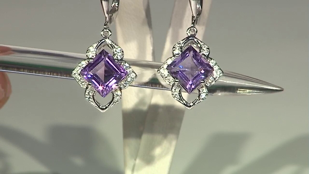 Video Amethyst Silver Earrings