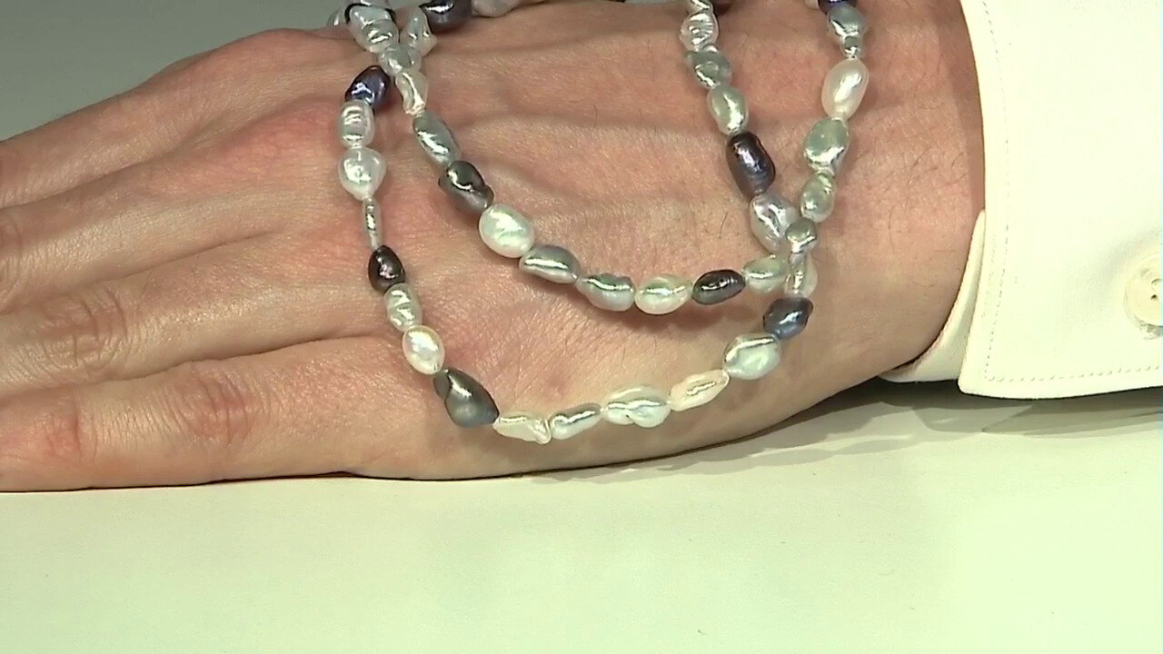 Video Collar en plata con Perla blanca Freshwater (TPC)