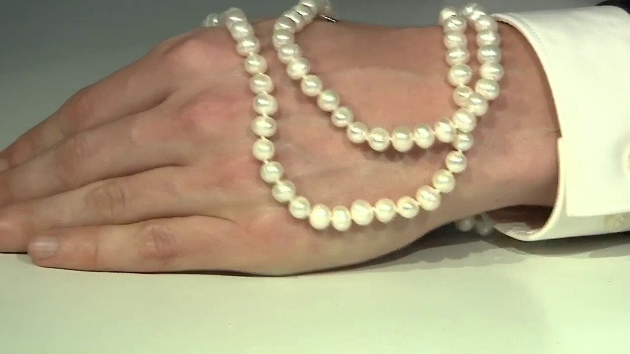 Video Collar en plata con Perla blanca Freshwater (TPC)
