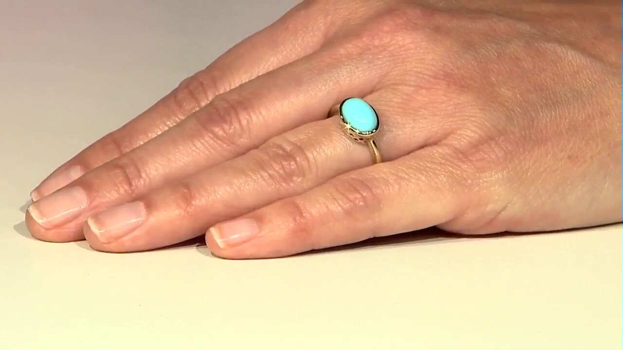 Video 9K Sleeping Beauty Turquoise Gold Ring