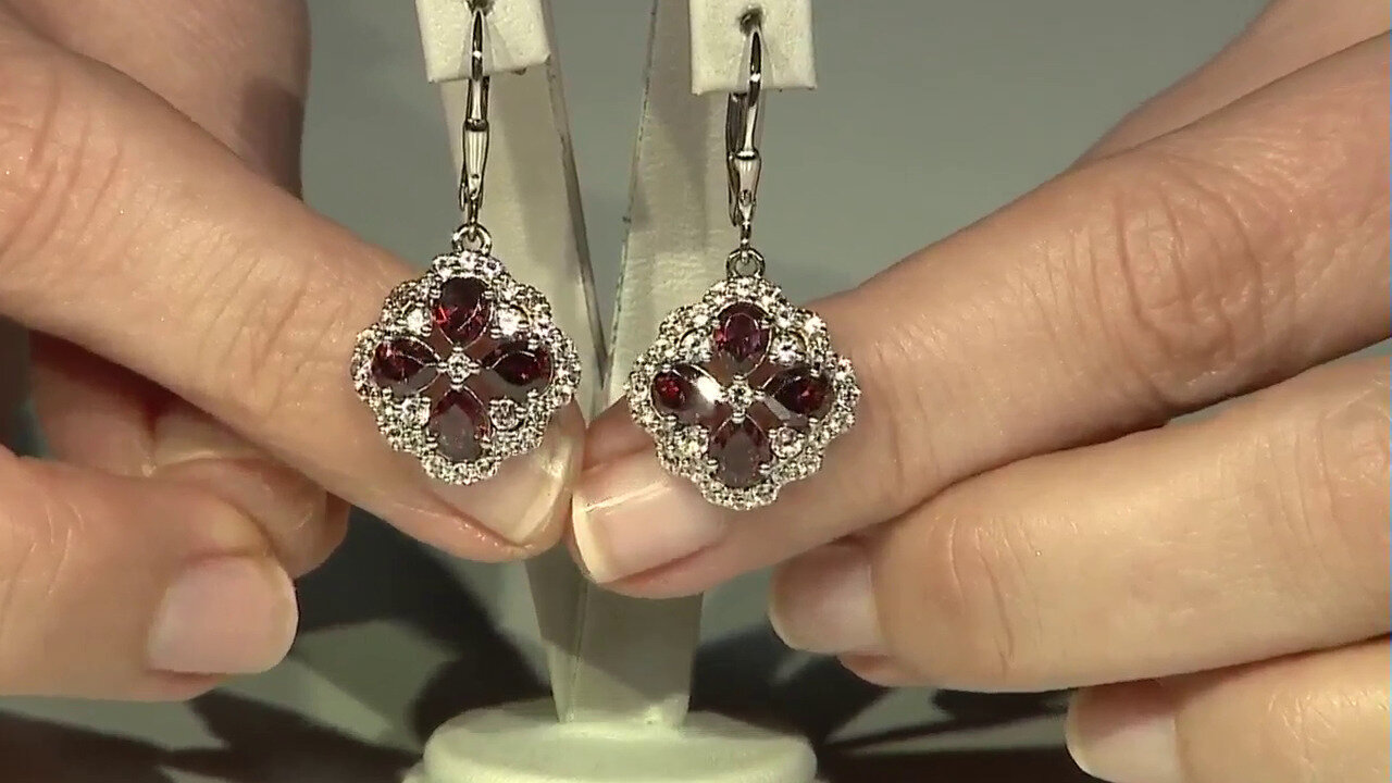 Video Mahogany Zircon Silver Earrings