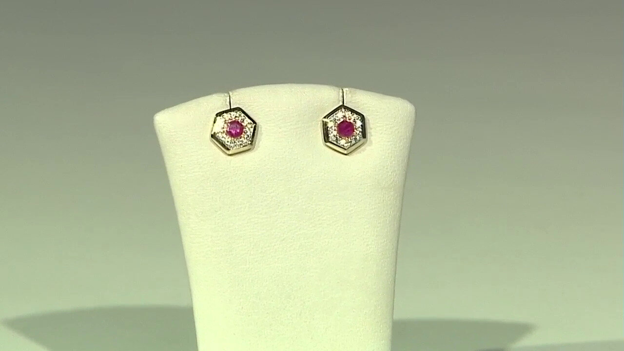 Video 9K Mozambique Ruby Gold Earrings