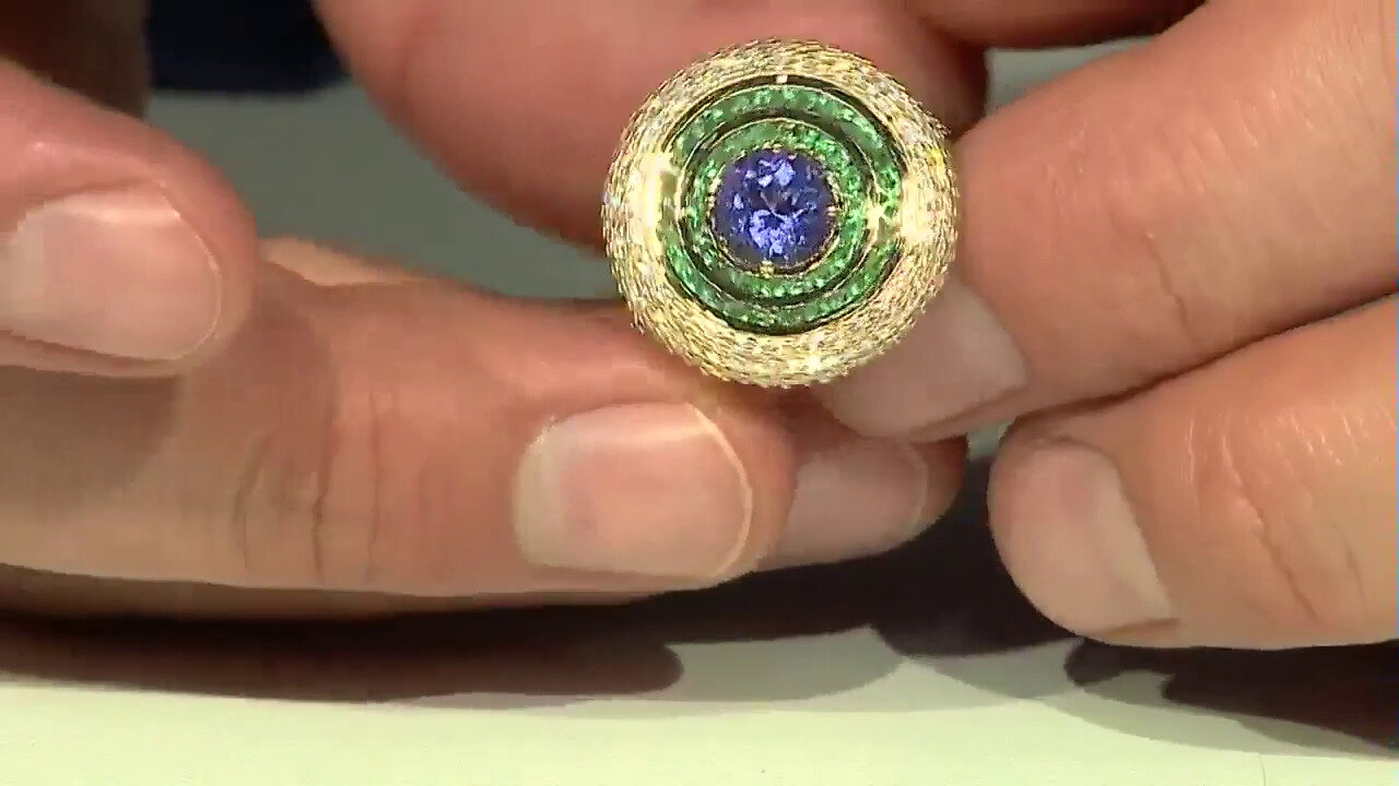 Video 18K AAA Tanzanite Gold Ring (de Melo)