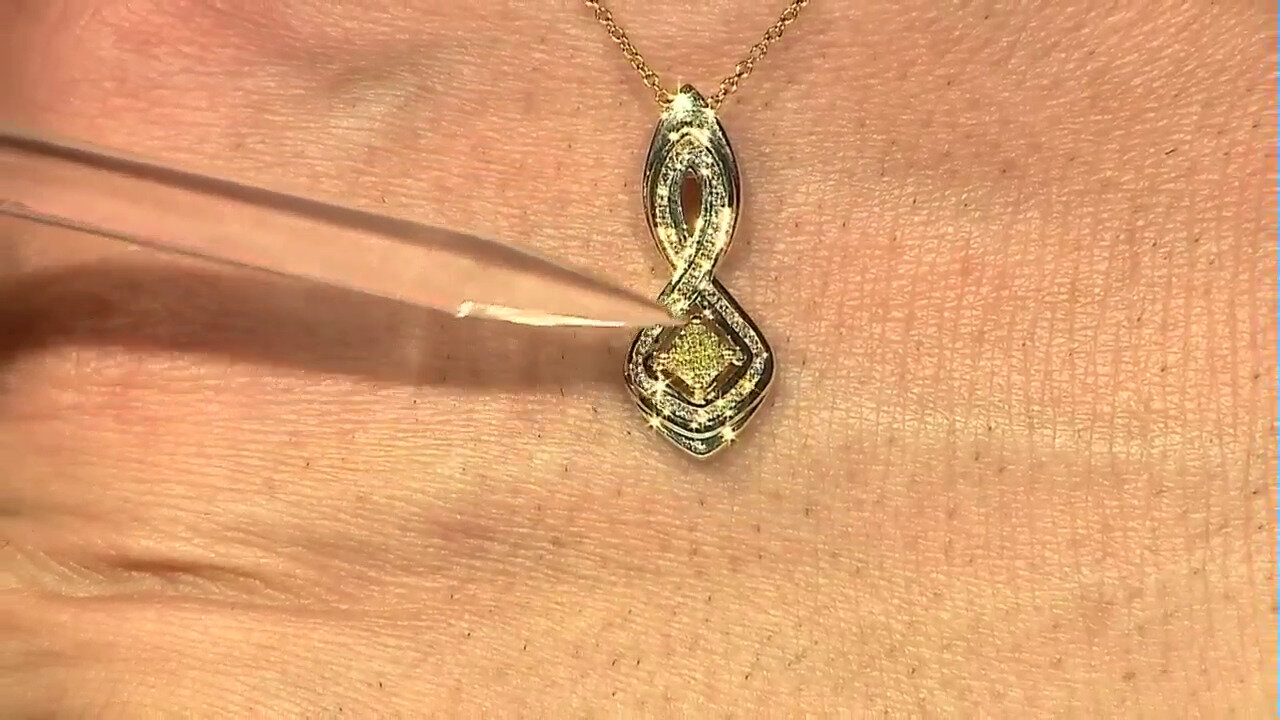 Video 14K SI1 Yellow Diamond Gold Necklace (de Melo)