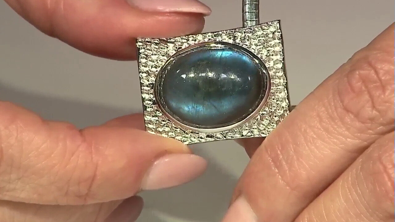 Video Labradorite Silver Pendant (MONOSONO COLLECTION)