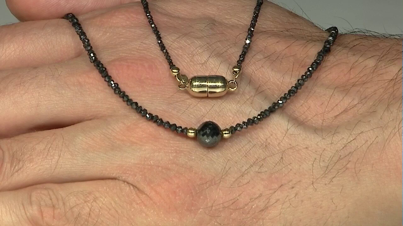 Video 9K Black Diamond Gold Necklace (Adela Gold)