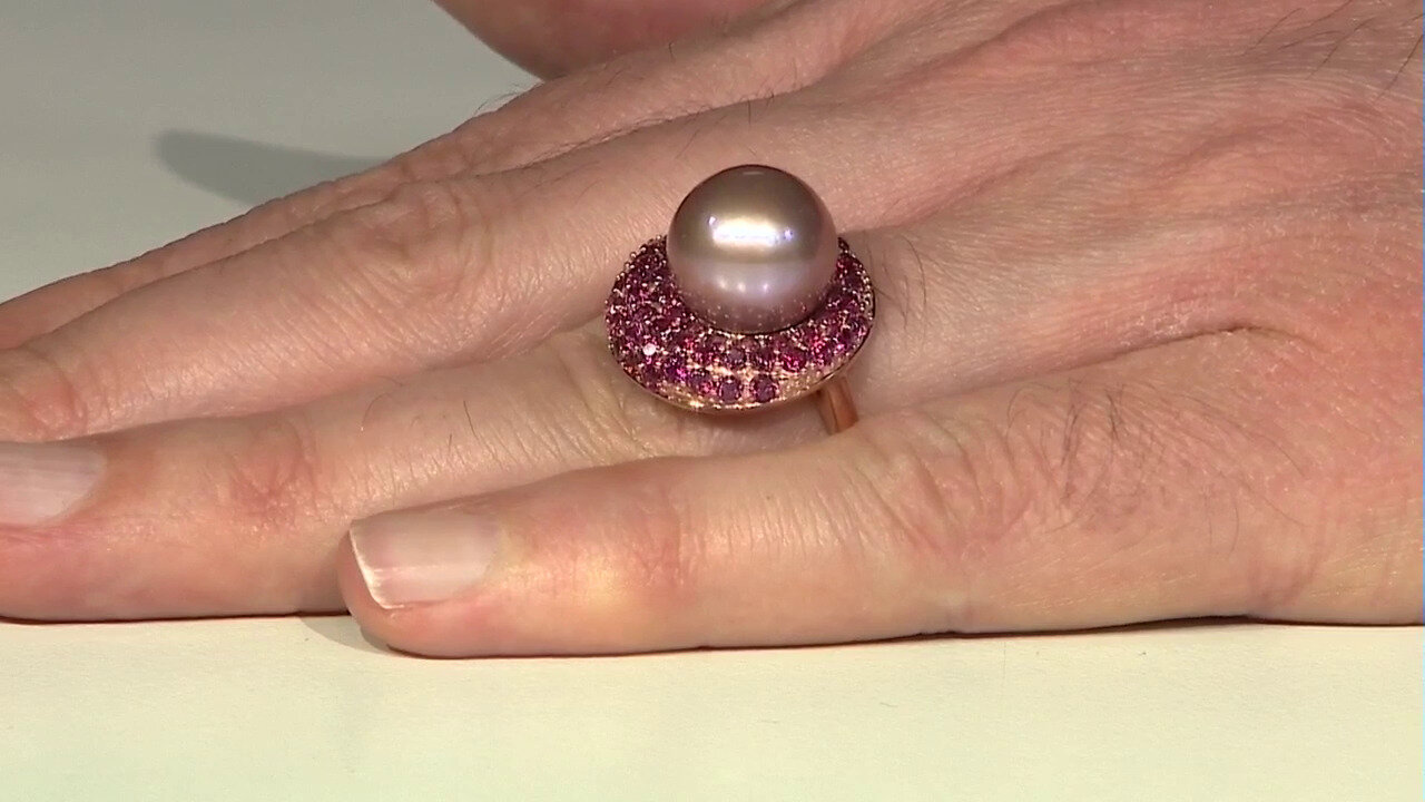 Video Purple Ming Pearl Silver Ring (Annette)