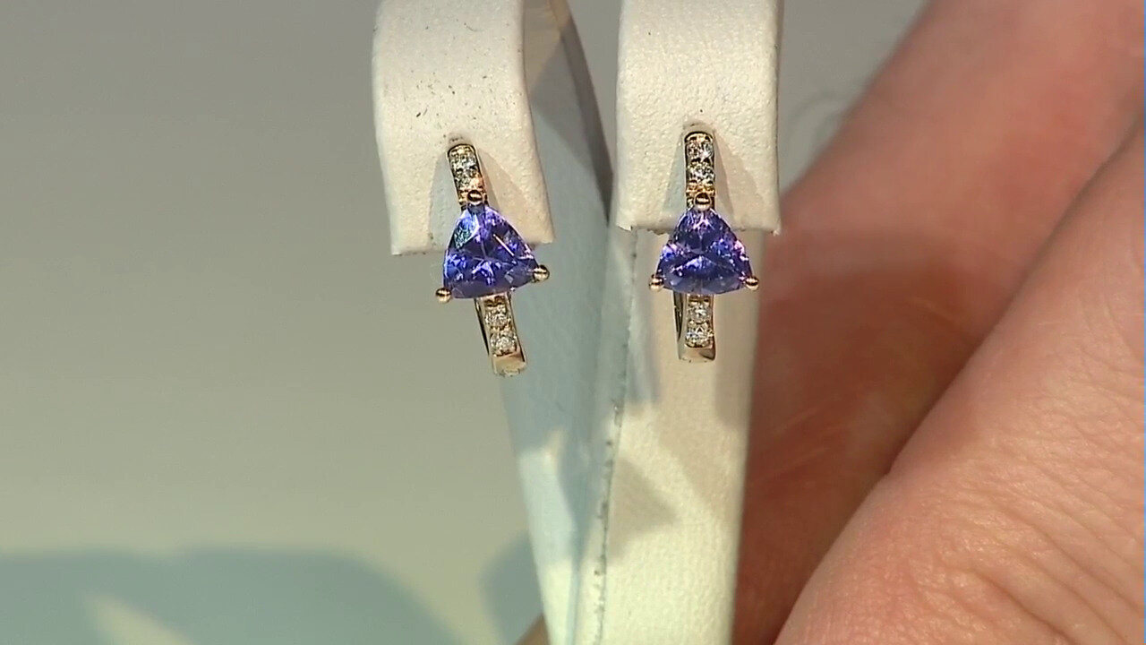 Video 10K AAA Tanzanite Gold Earrings