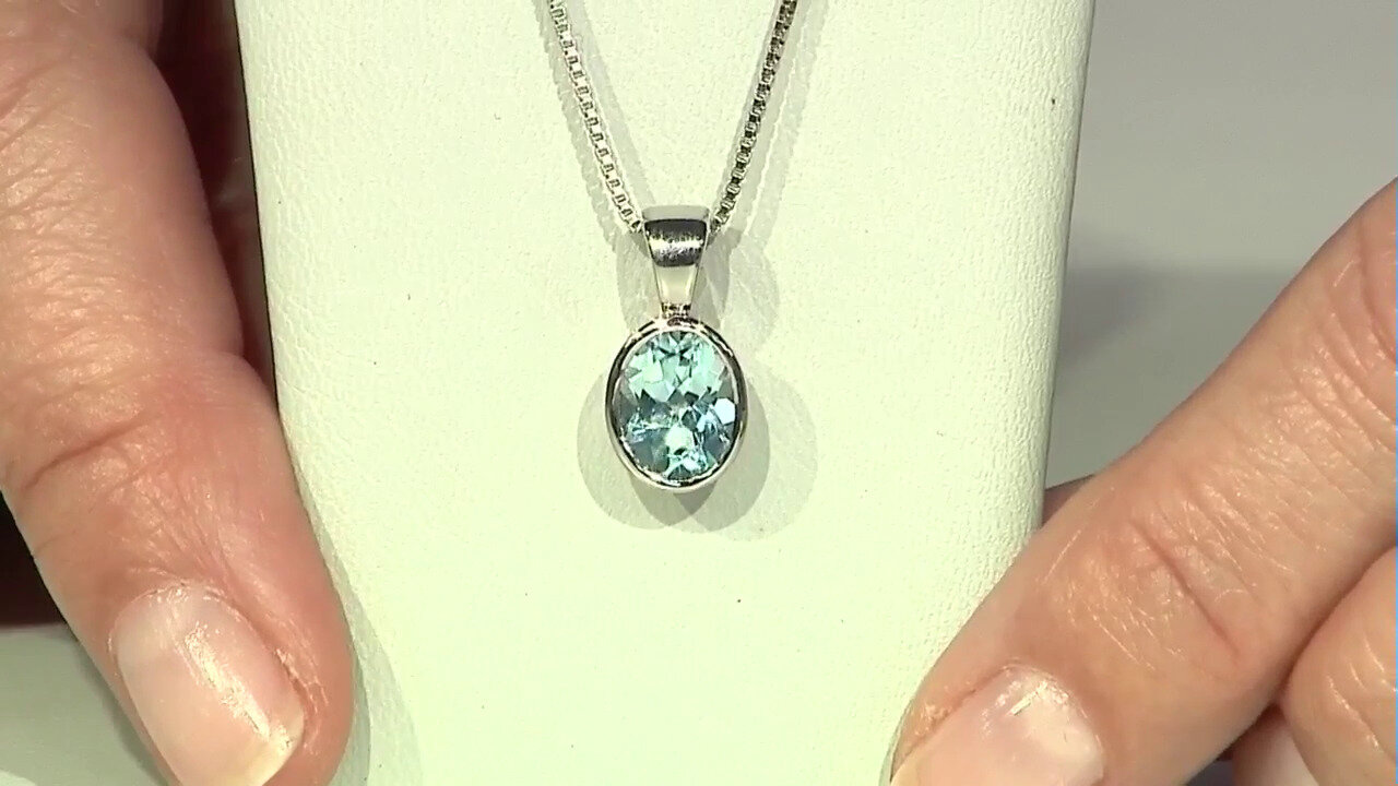 Video Sky Blue Topaz Silver Pendant