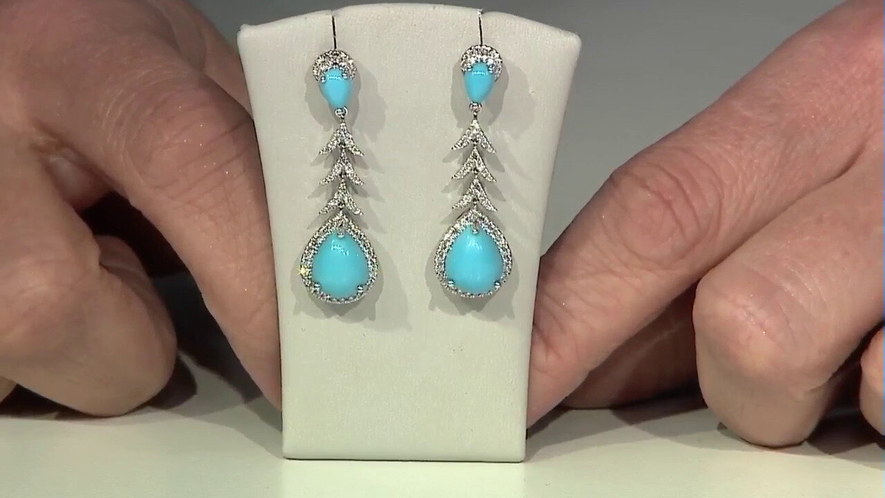 Video 14K Sleeping Beauty Turquoise Gold Earrings (CIRARI)