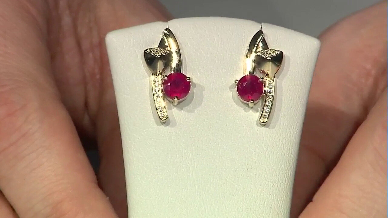 Video 9K Bemainty Ruby Gold Earrings