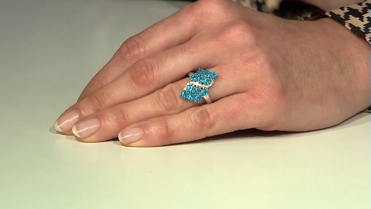 Video Anillo en plata con Apatita azul neón