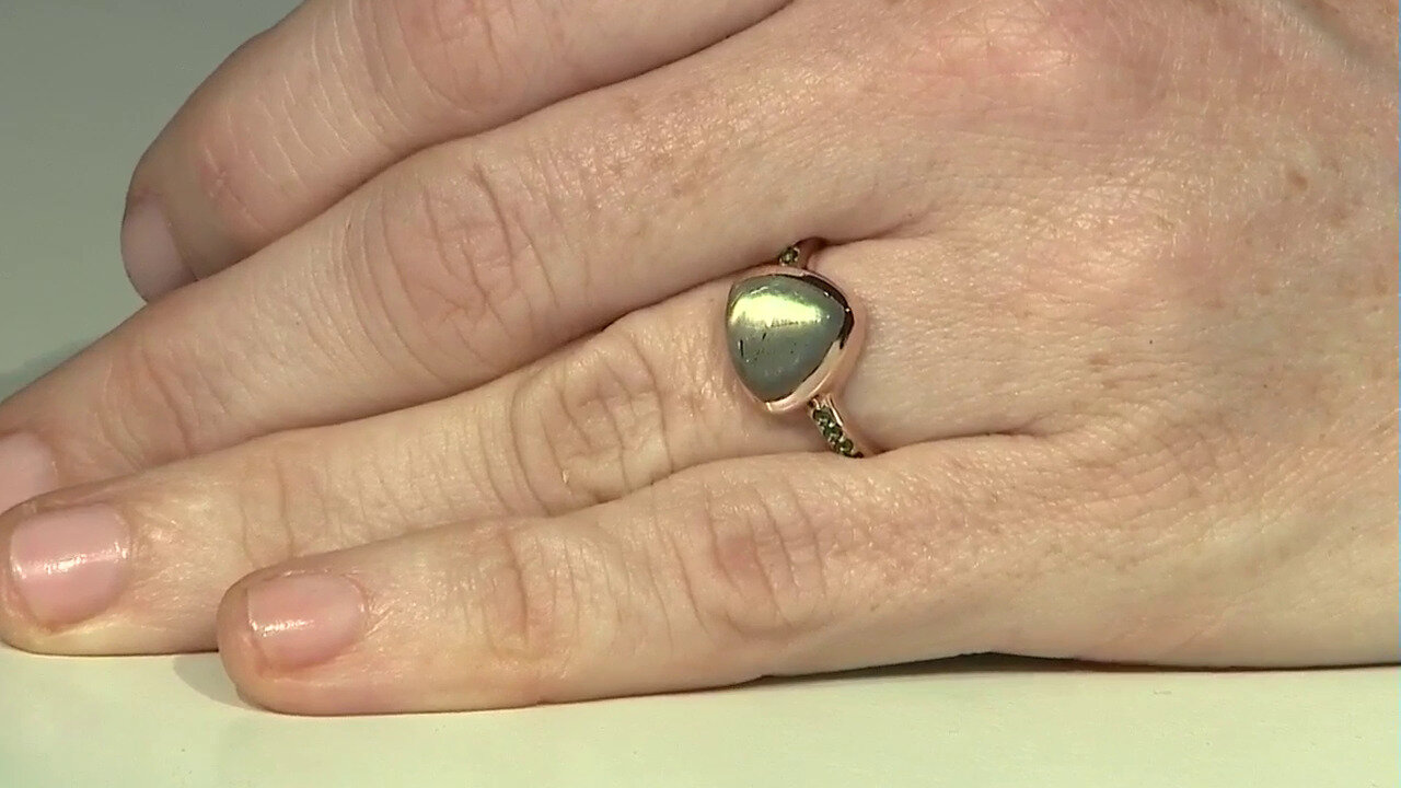 Video Green Maniry Labradorite Silver Ring (KM by Juwelo)