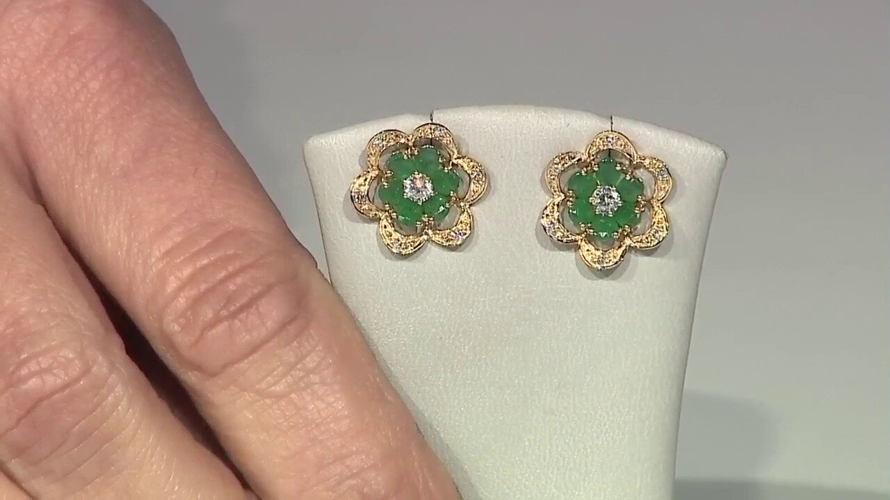 Video 14K AAA Zambian Emerald Gold Earrings (CIRARI)